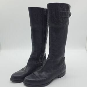 Timberland Womens Size 6.5M Black Leather Zip Knee Fashion‎ Boots